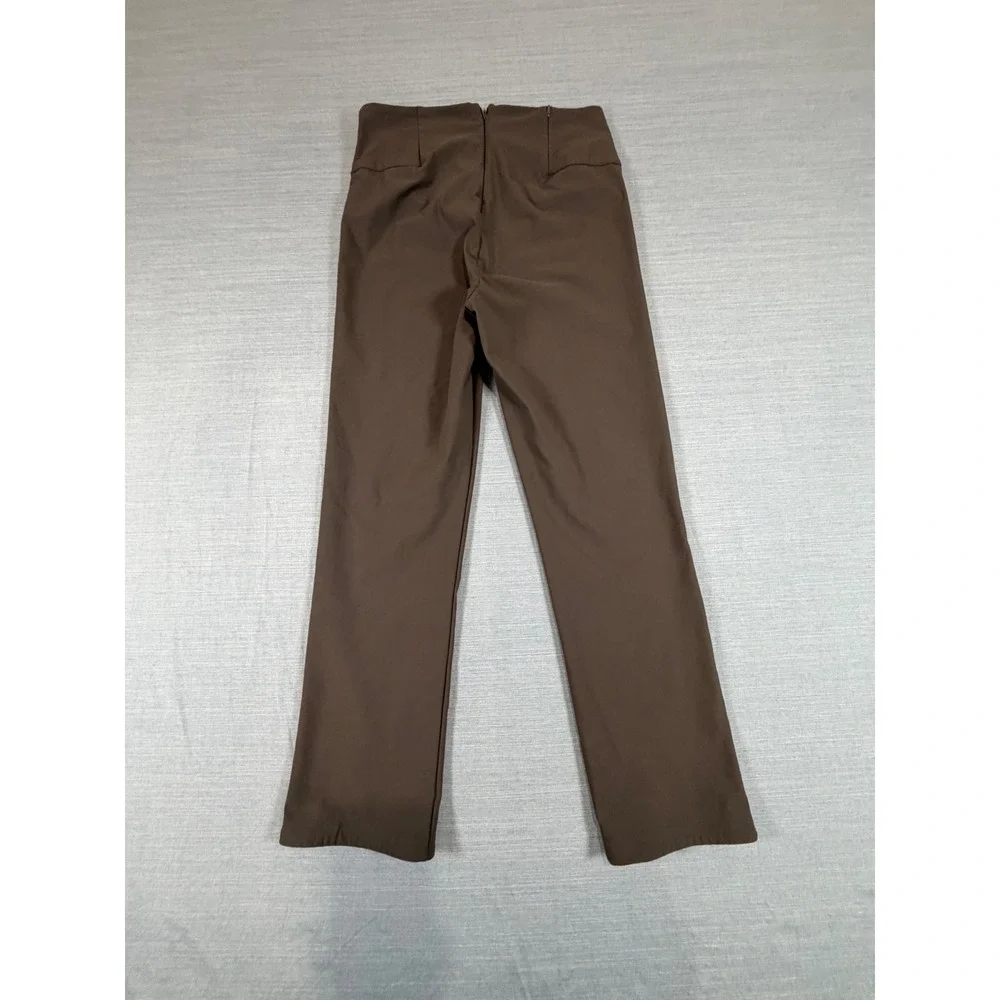 Athleta‎ Womens Brown High Rise Straight Leg Front Slit Ankle Pants Size 8